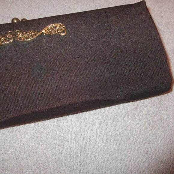 Vintage Baguette Clutch Purse Kisslock Filigree Chain Strap Old Money Regency - Picture 3 of 11
